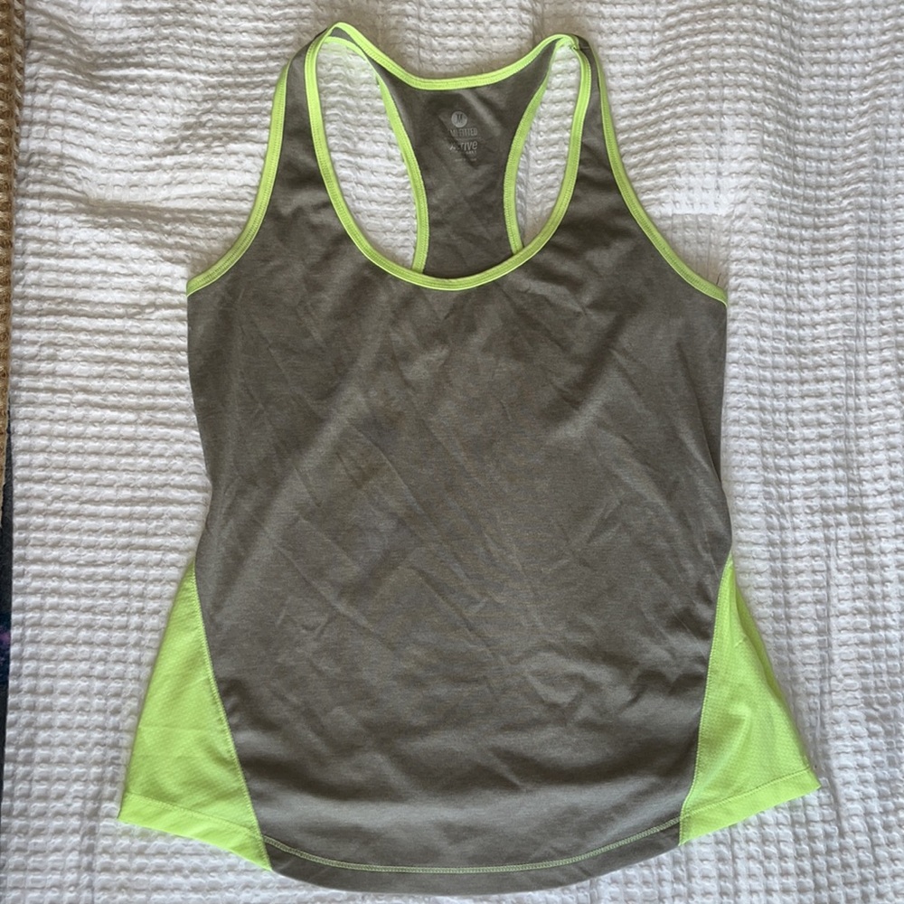 gray & neon racerback tank top